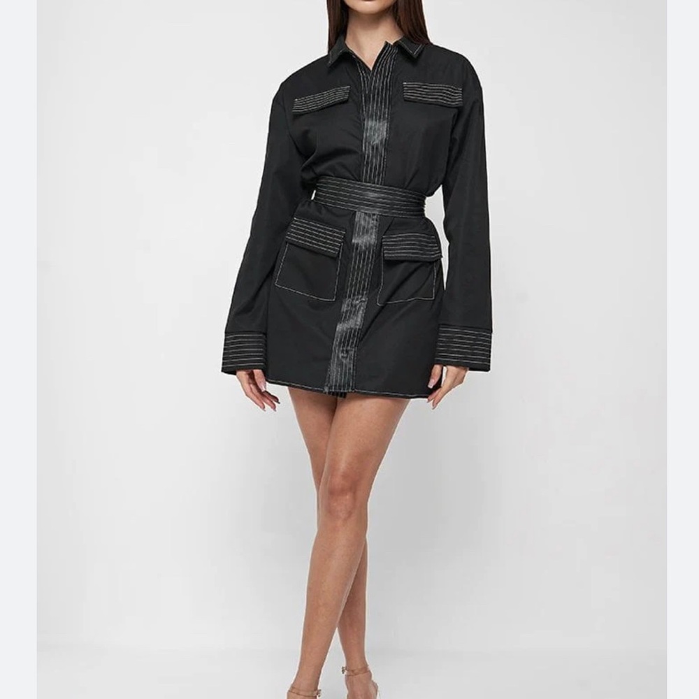 Maniere de voir - belted cargo shacket dress- size 8 US